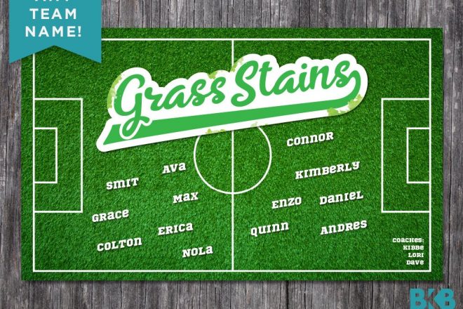 Vinyl Soccer Team Banner, Grass Stains