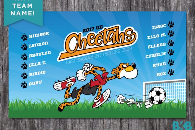 Vinyl Soccer Team Banner, Cheetahs