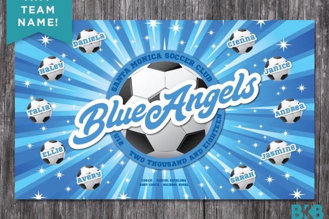 Vinyl Soccer Team Banner, Blue Angels