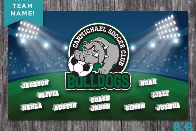 Vinyl Soccer Team Banner, Bulldogs