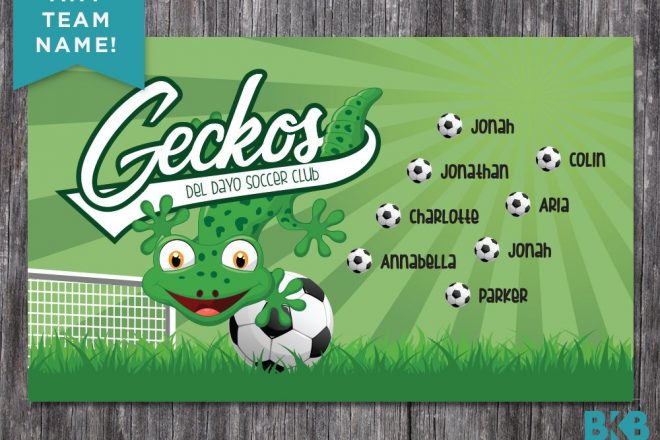 Vinyl Soccer Team Banner, Geckos