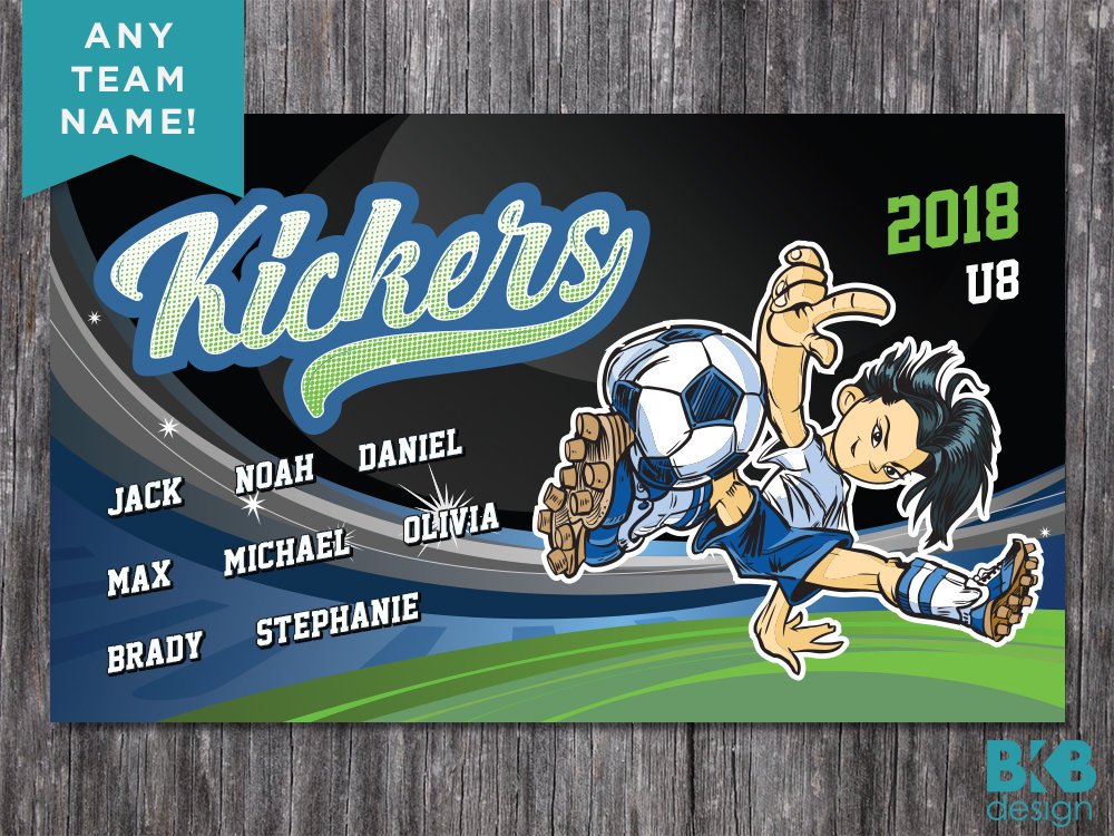 Vinyl Soccer Team Banner, Kickers BKB Design