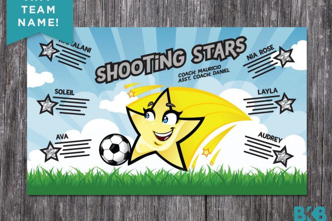 Vinyl Soccer Team Banner, Shooting Stars
