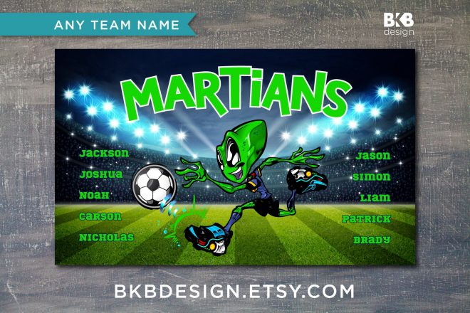 Vinyl Soccer Team Banner, Martians