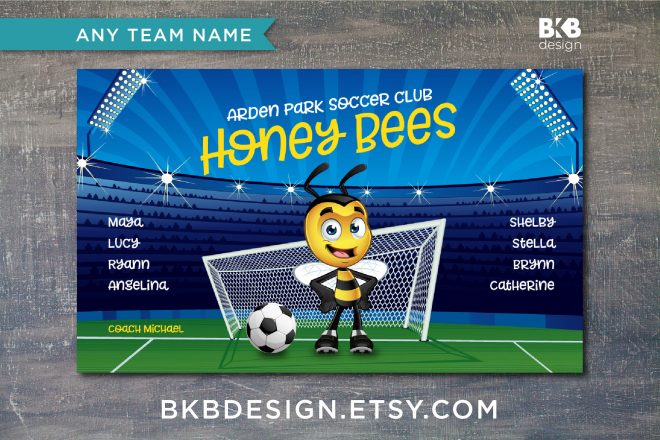 Vinyl Soccer Banner, Honey Bees