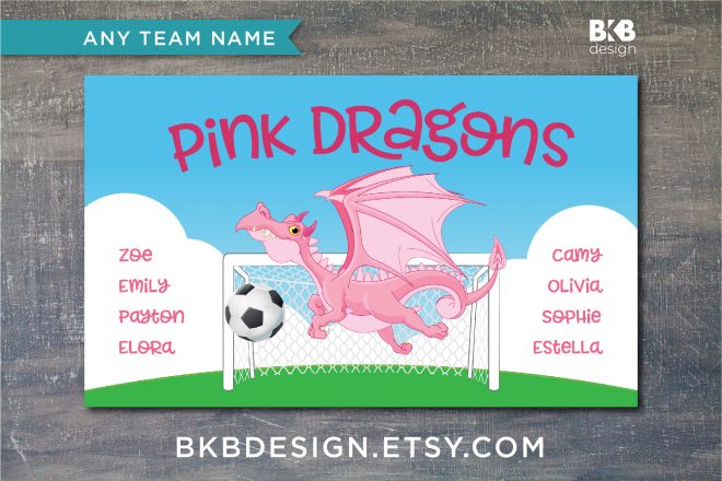 Vinyl Soccer Banner, Pink Dragons