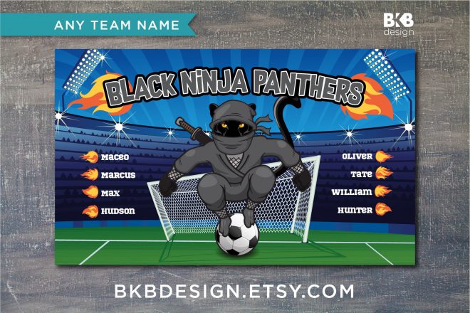 Vinyl Soccer Banner, Ninja Panthers
