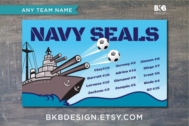 Vinyl Soccer Banner, Navy Seals