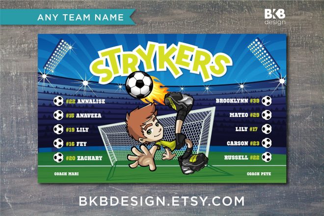 Vinyl Soccer Team Banner, Strikers