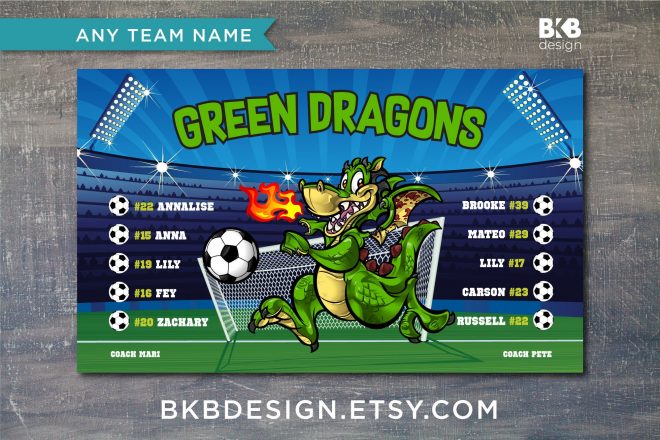 Vinyl Soccer Team Banner, Dragons