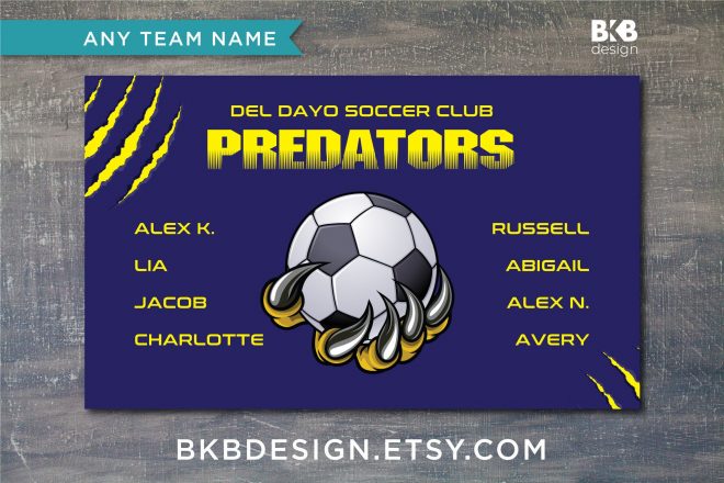 Vinyl Soccer Team Banner, Predators