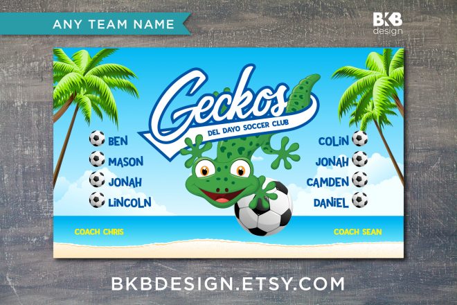 Vinyl Soccer Banner, Geckos