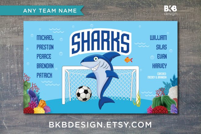 Vinyl Soccer Banner, Sharks