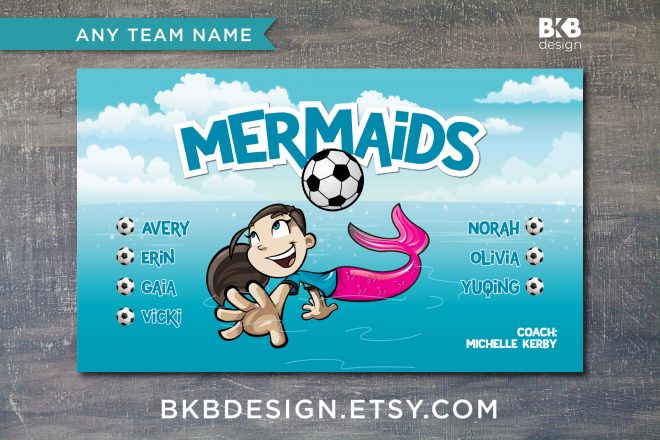 Vinyl Soccer Banner, Mermaids