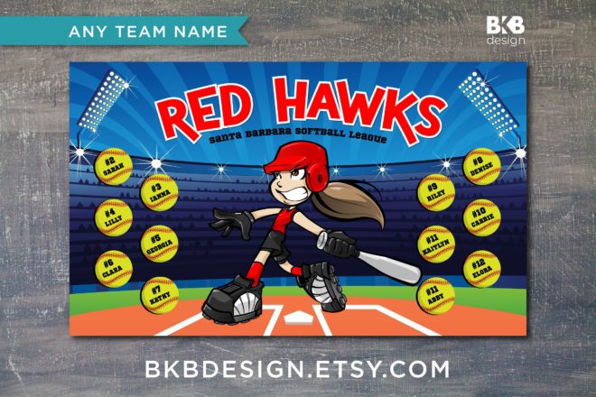 Red Hawks – Softball Banner